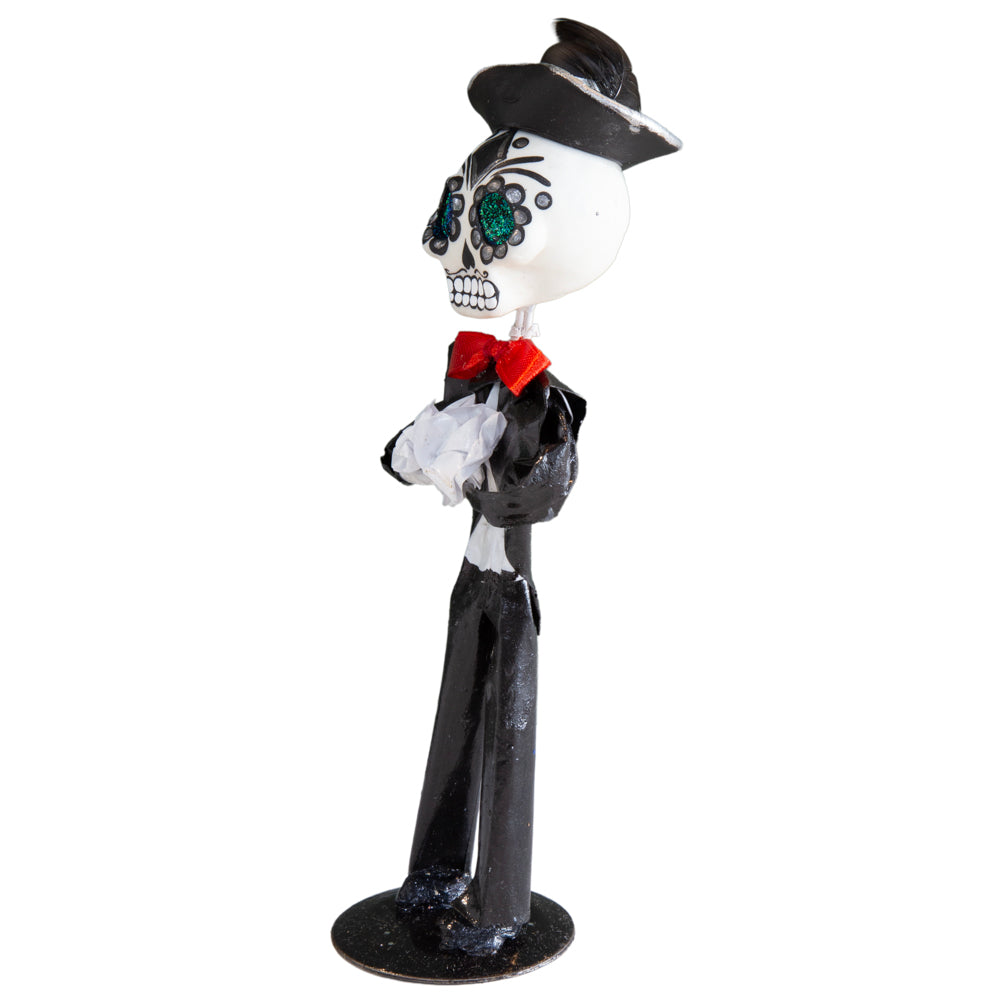 Papier-Mâché Sugar Skull Bride and Groom Sculpture