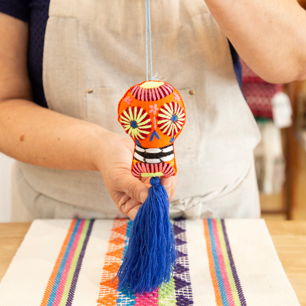 Sugar Skulls Pom Poms with Vibrant Tassel