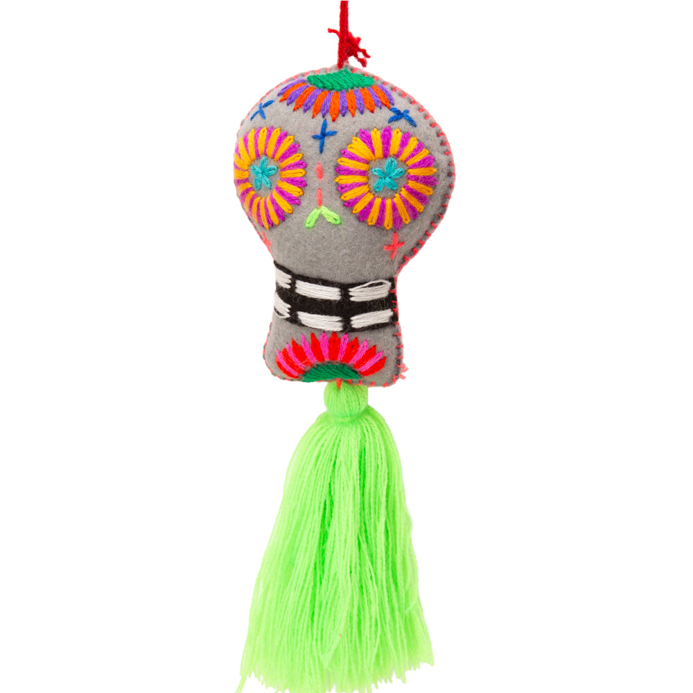 Sugar Skulls Pom Poms with Vibrant Tassel