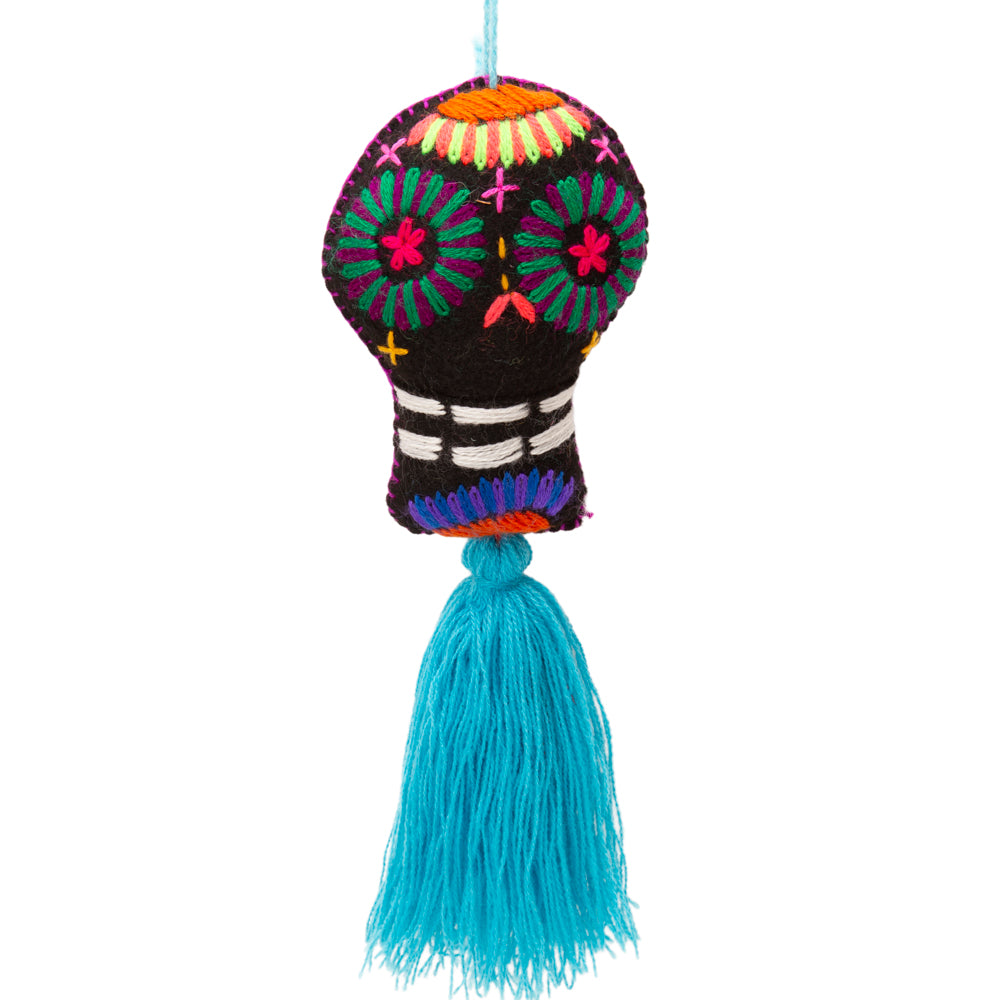 Sugar Skulls Pom Poms with Vibrant Tassel