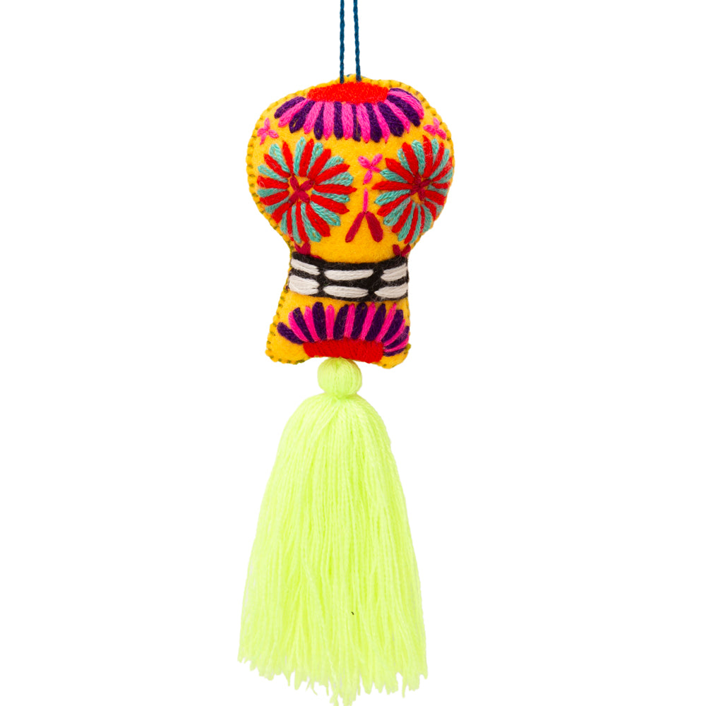 Sugar Skulls Pom Poms with Vibrant Tassel