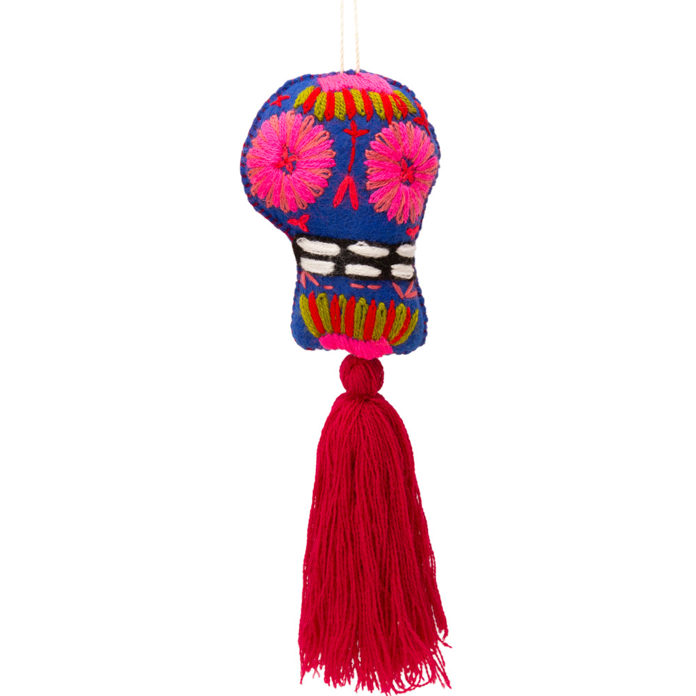 Sugar Skulls Pom Poms with Vibrant Tassel