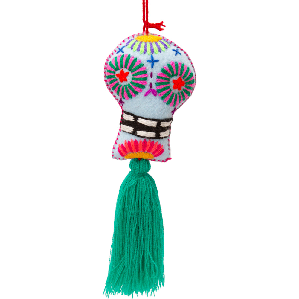 Sugar Skulls Pom Poms with Vibrant Tassel