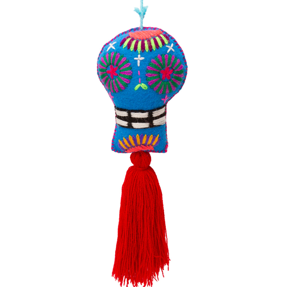Sugar Skulls Pom Poms with Vibrant Tassel