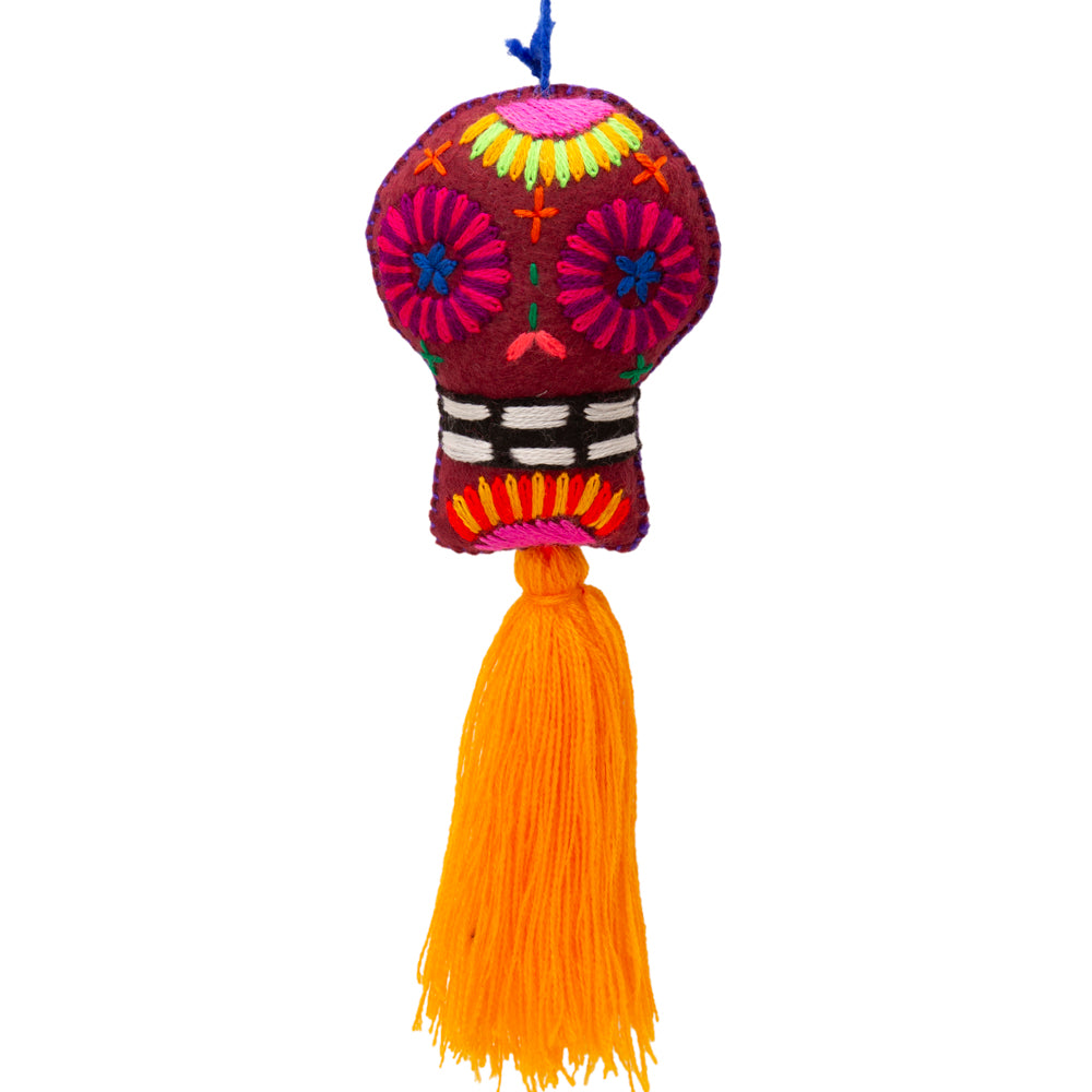 Sugar Skulls Pom Poms with Vibrant Tassel