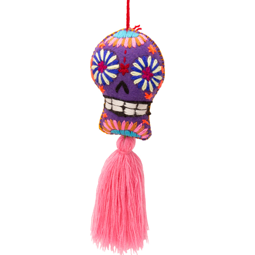 Sugar Skulls Pom Poms with Vibrant Tassel