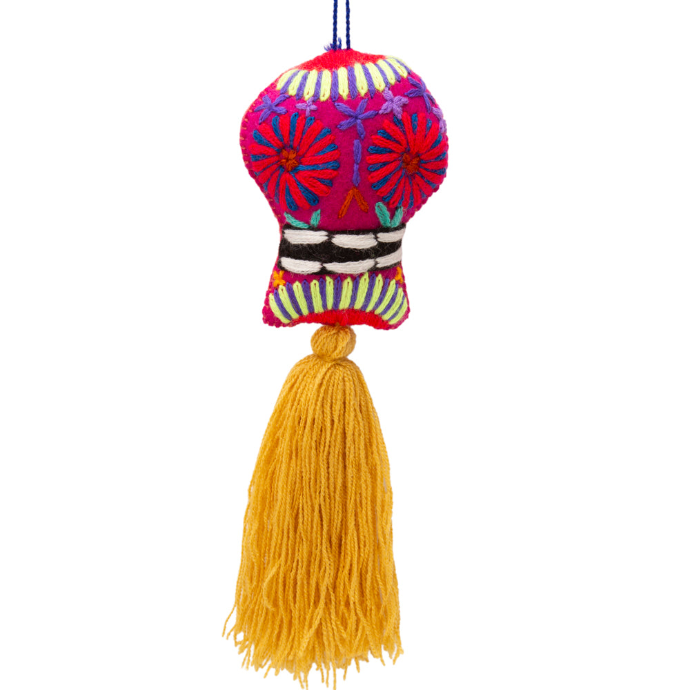 Sugar Skulls Pom Poms with Vibrant Tassel