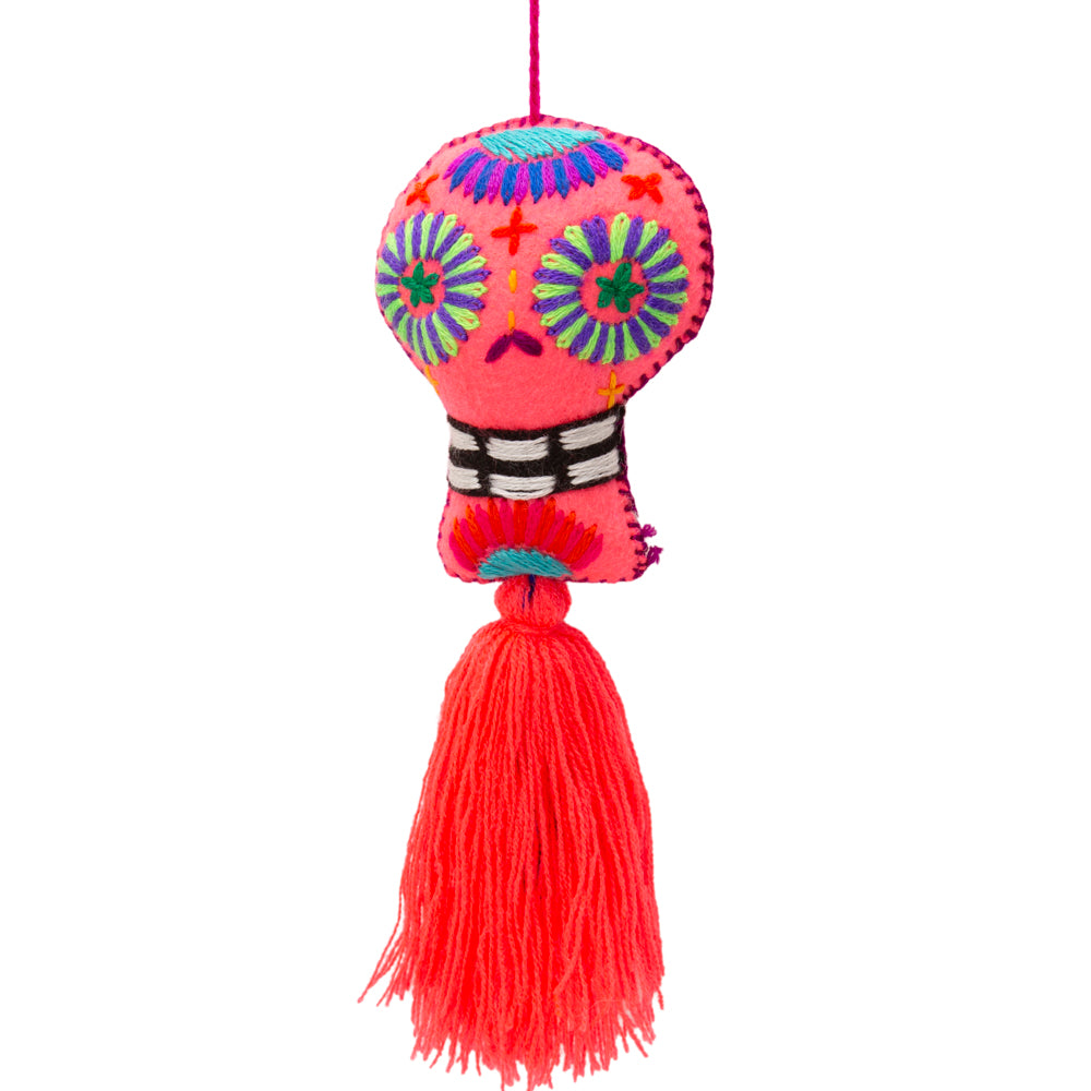 Sugar Skulls Pom Poms with Vibrant Tassel