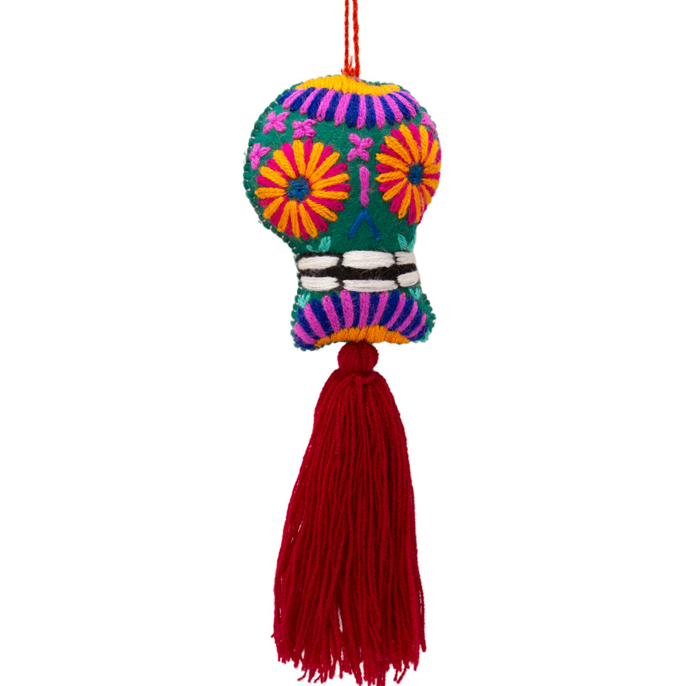 Sugar Skulls Pom Poms with Vibrant Tassel
