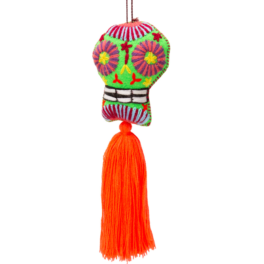Sugar Skulls Pom Poms with Vibrant Tassel