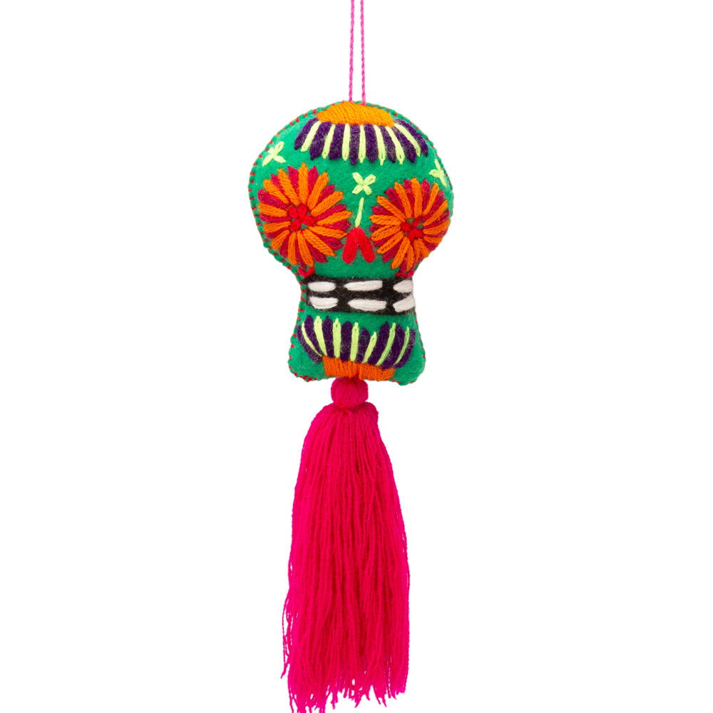 Sugar Skulls Pom Poms with Vibrant Tassel