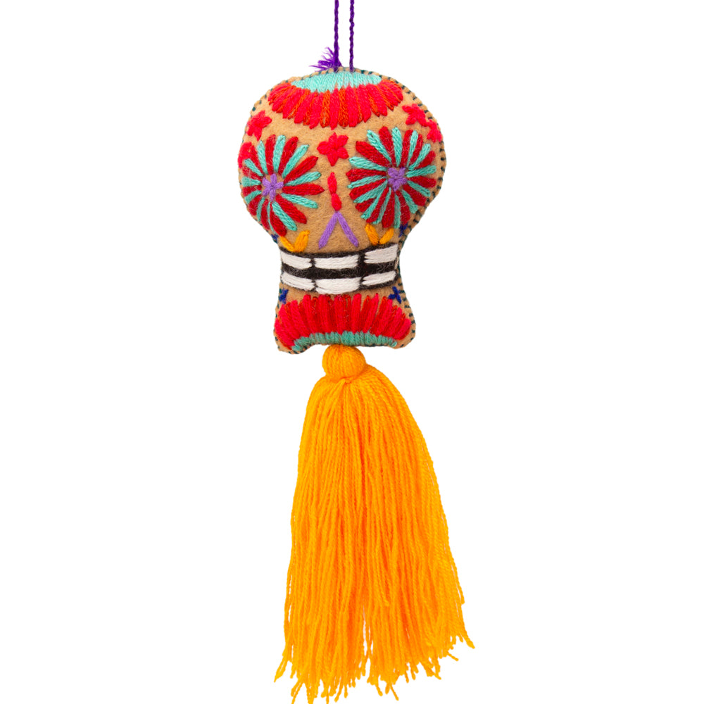Sugar Skulls Pom Poms with Vibrant Tassel