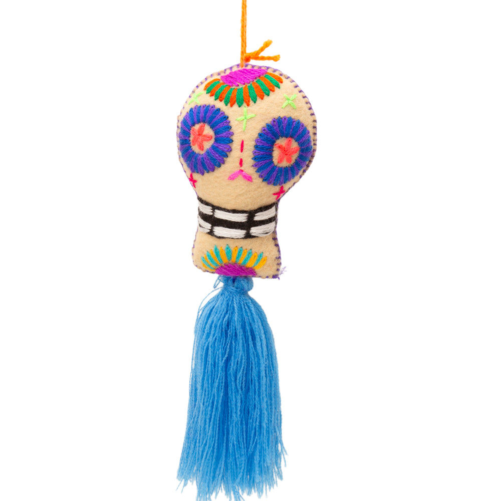 Sugar Skulls Pom Poms with Vibrant Tassel