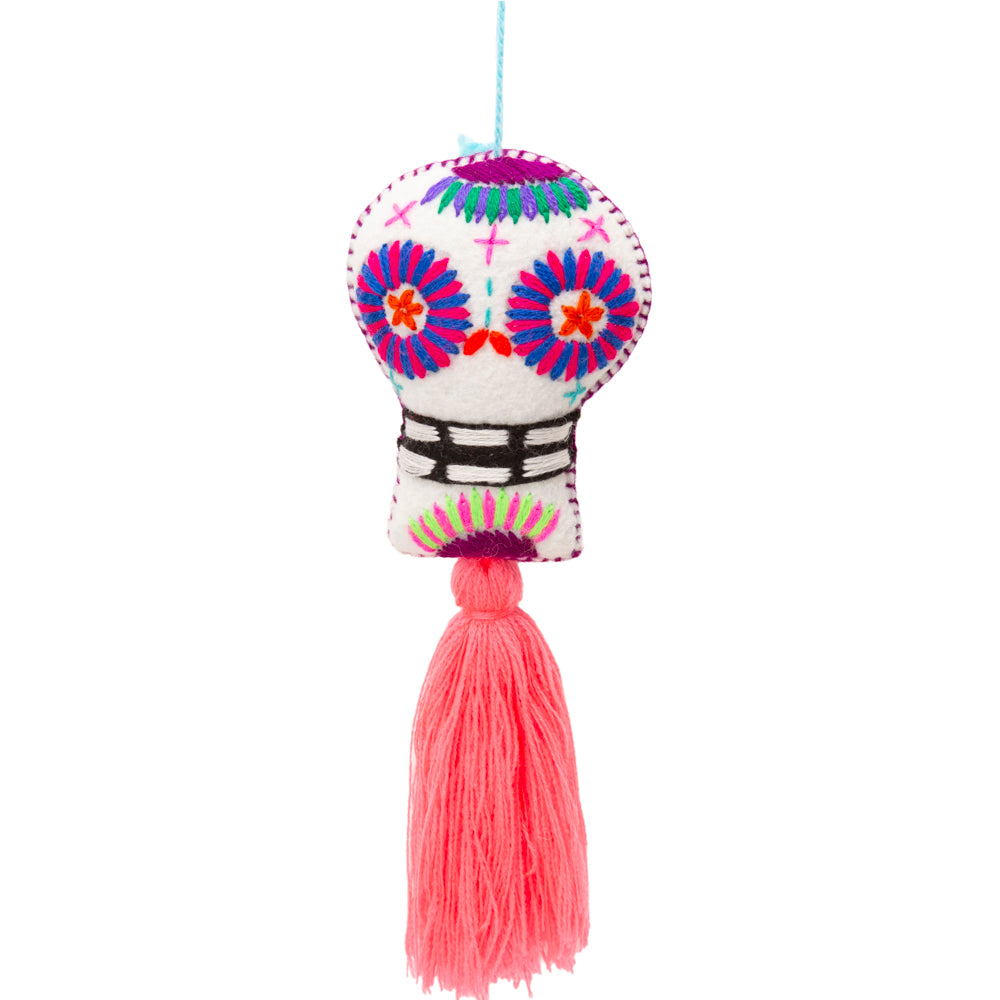 Sugar Skulls Pom Poms with Vibrant Tassel