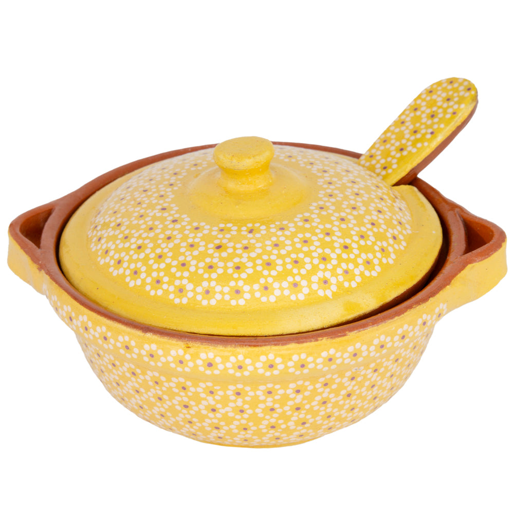 Capula Small Clay Cazuelita with Matching Lid and Spoon