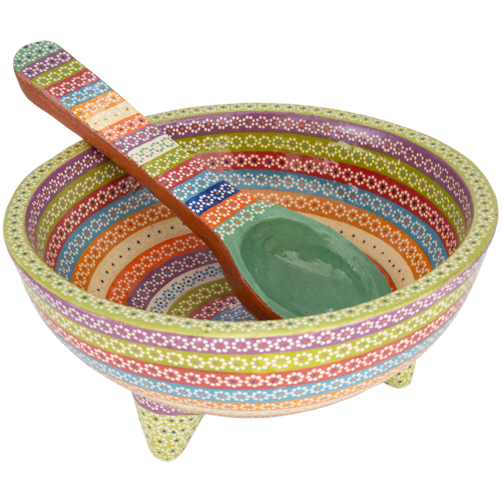 Large Capula Clay Molcajete Bowl and Matching Spoon