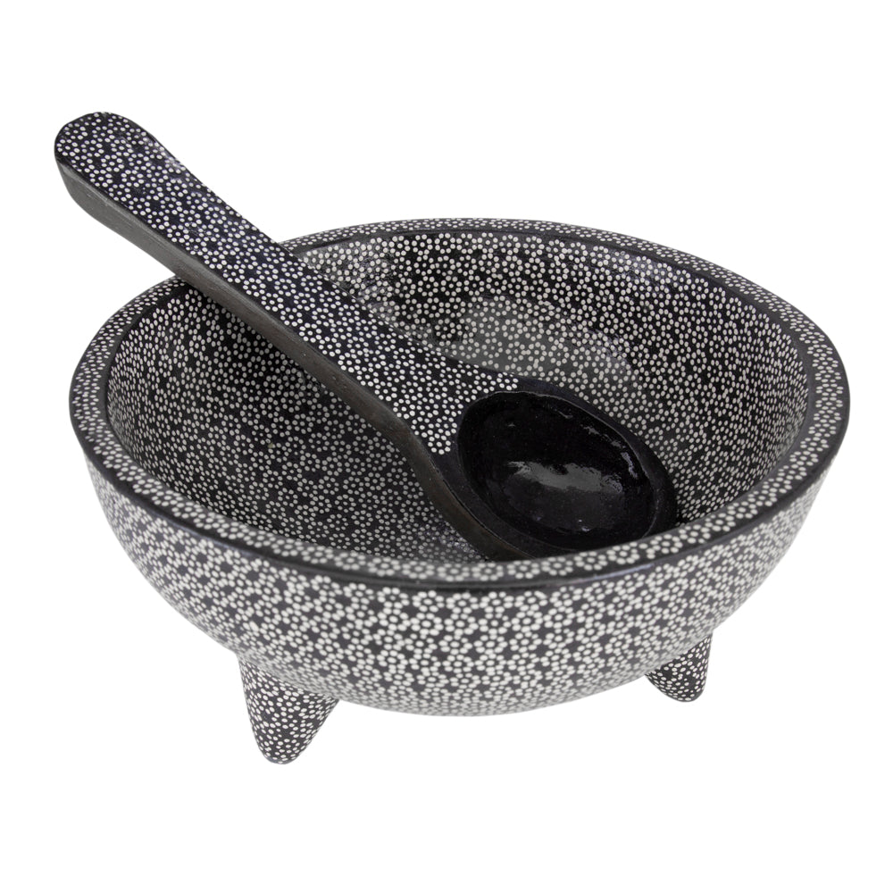 Large Capula Clay Molcajete Bowl and Matching Spoon