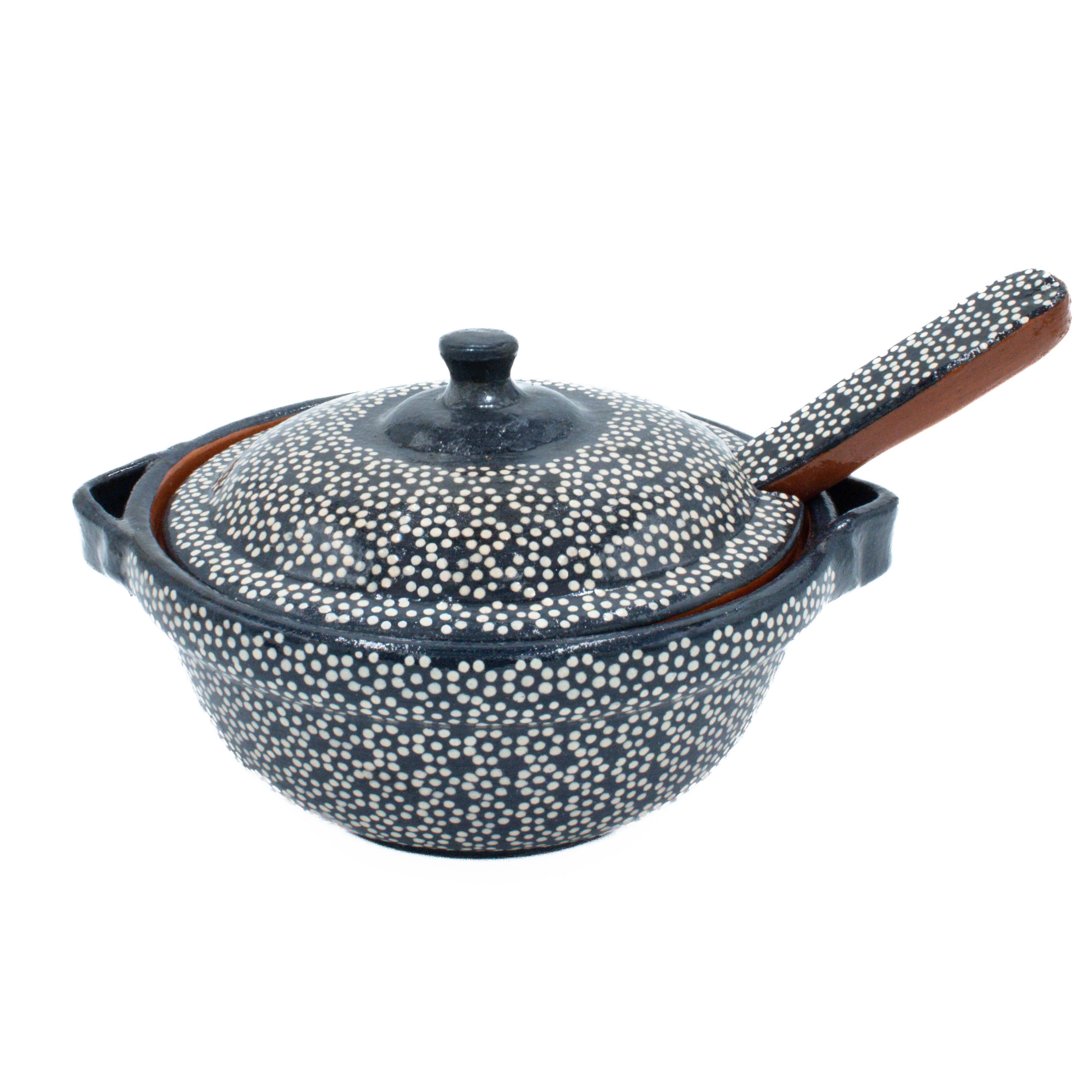 Capula Small Clay Cazuelita with Matching Lid and Spoon