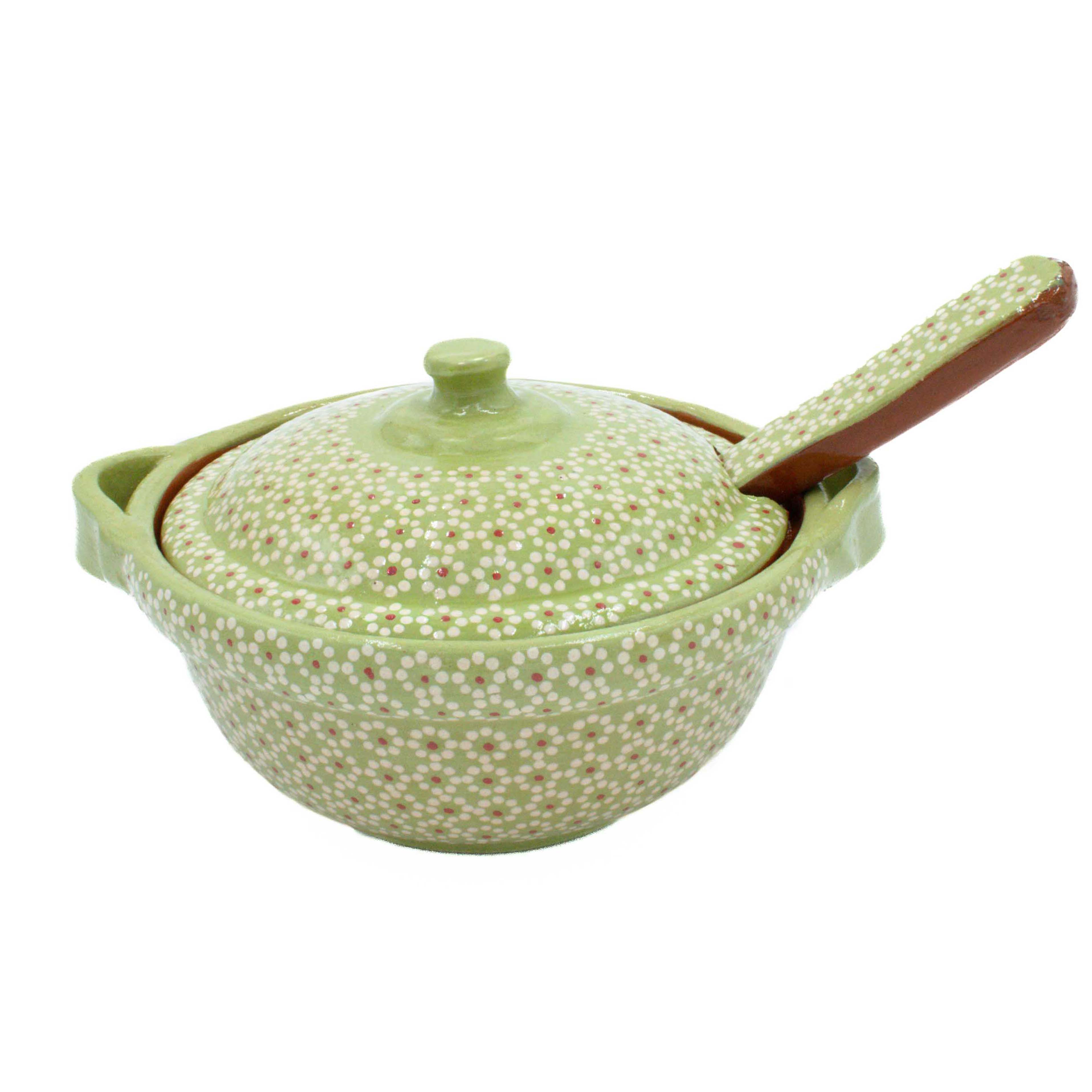 Capula Small Clay Cazuelita with Matching Lid and Spoon