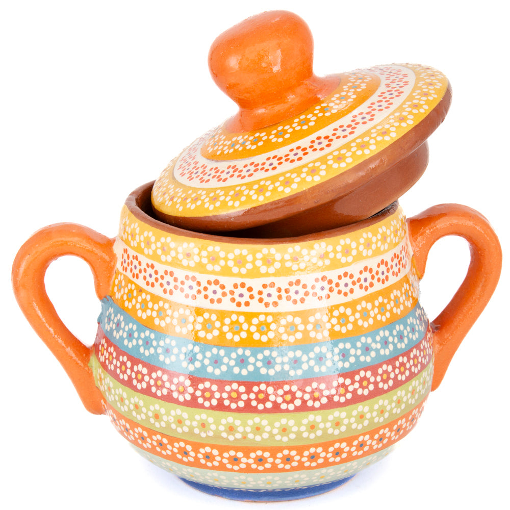Capula Hand-Painted Clay Cookie/Sugar Jar