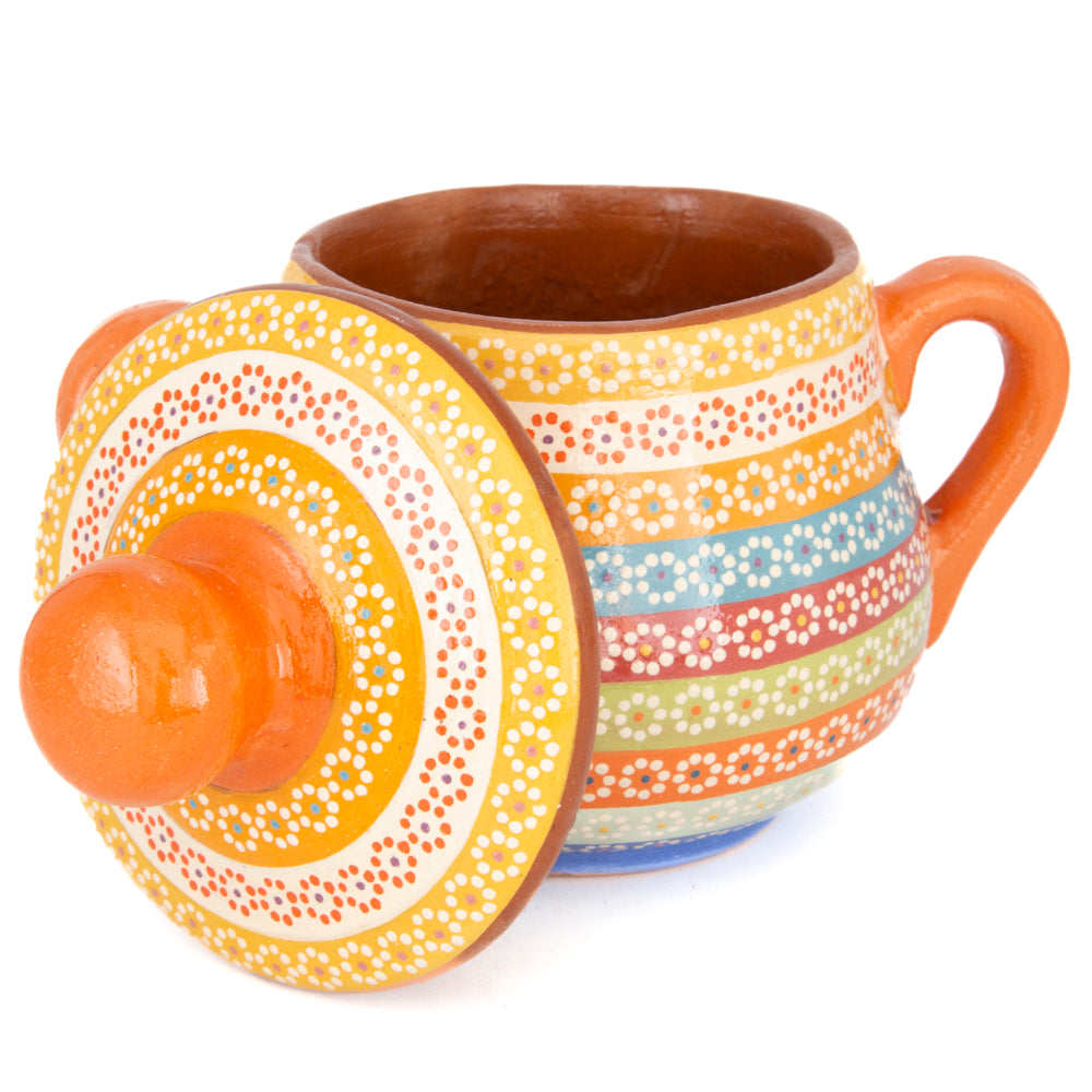 Capula Hand-Painted Clay Cookie/Sugar Jar