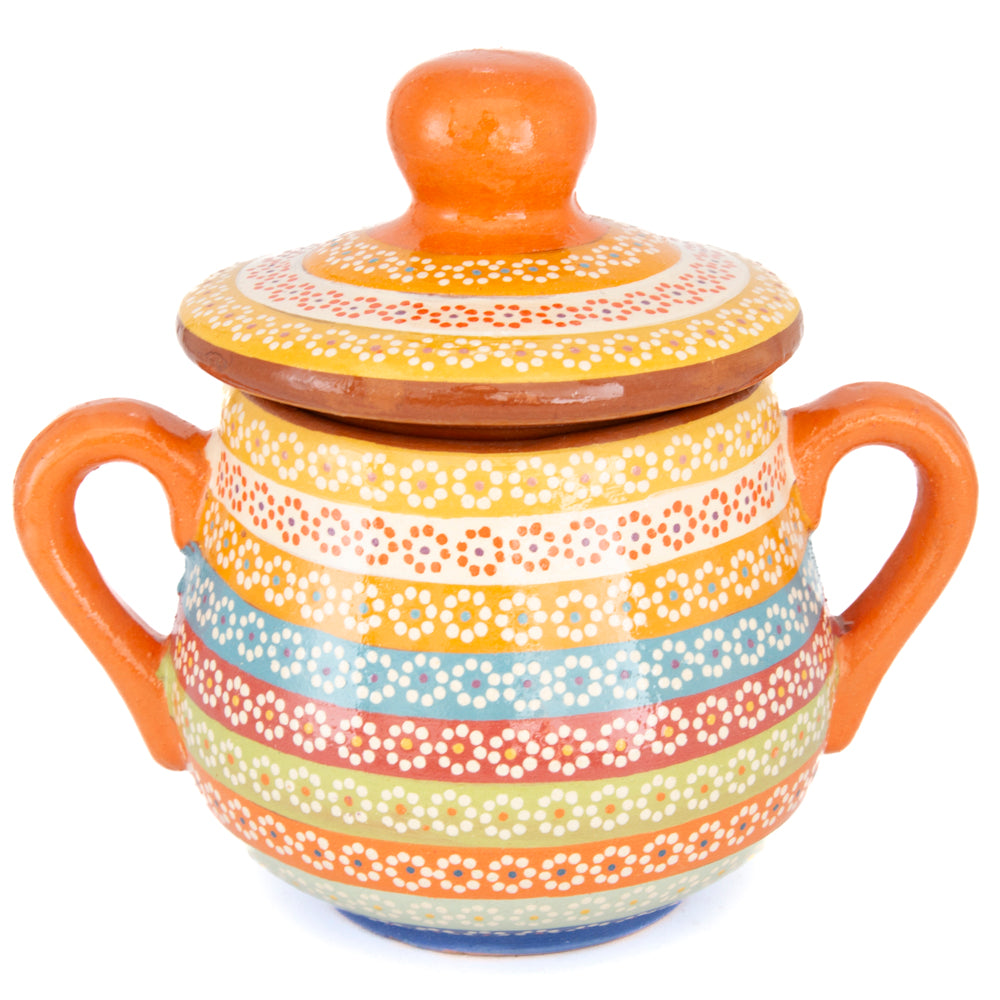 Capula Hand-Painted Clay Cookie/Sugar Jar