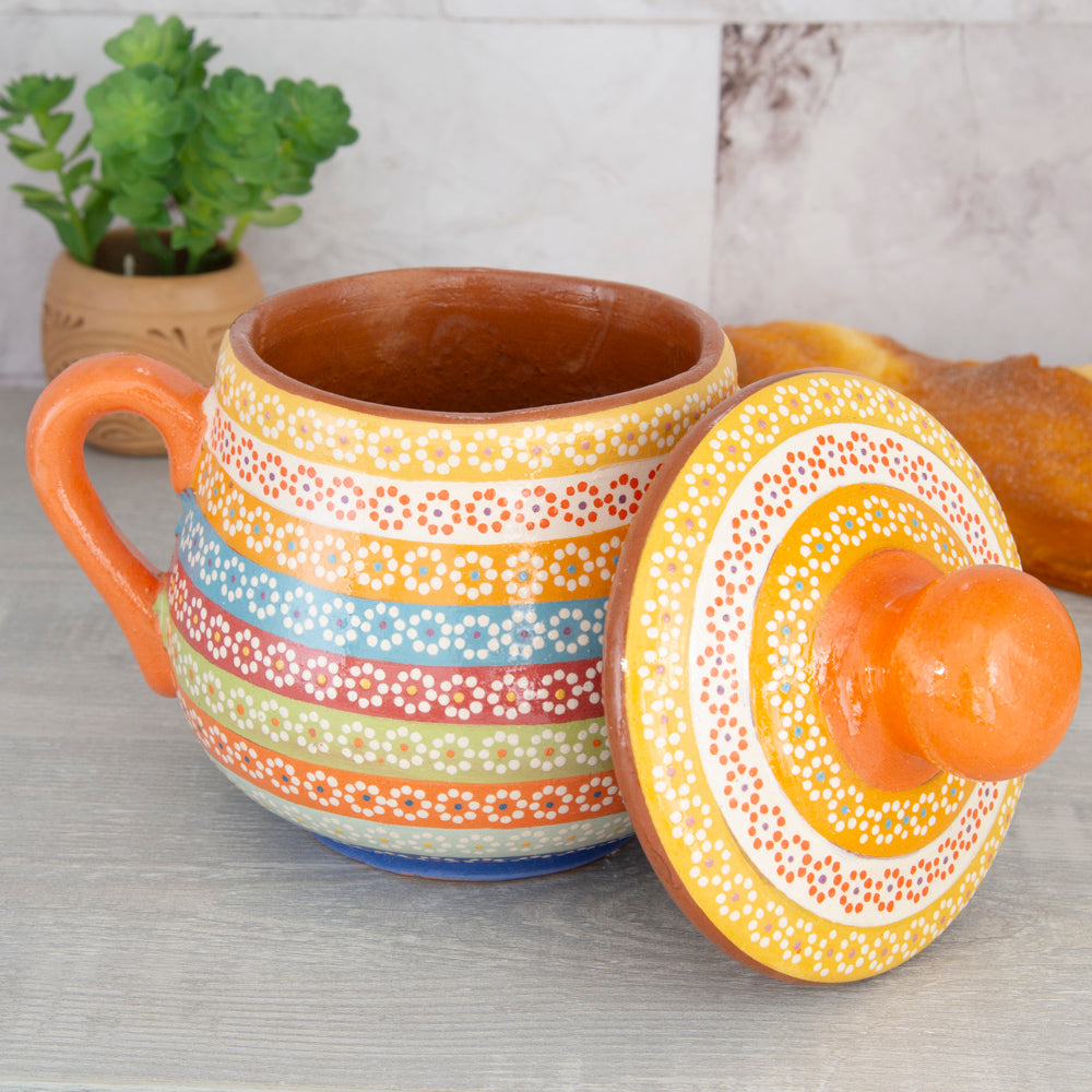 Capula Hand-Painted Clay Cookie/Sugar Jar