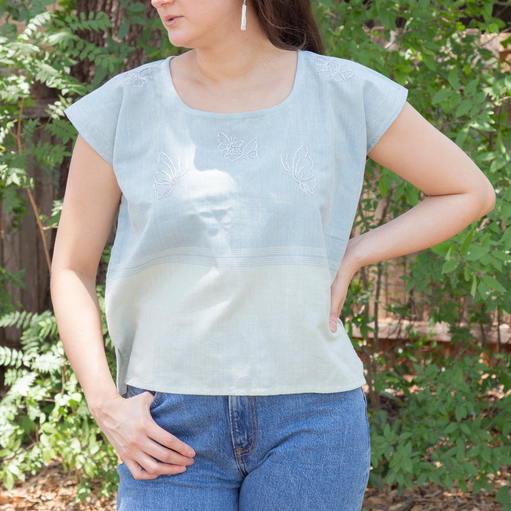 Flor de Verano Pedal Loom Embroidered Blouse