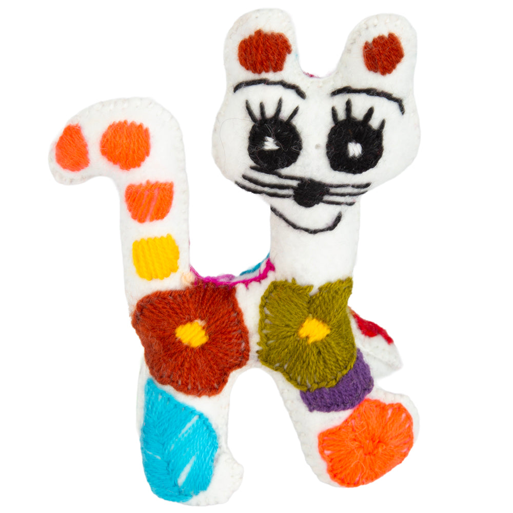 Cat Hand-Embroidered Stuffed Animal