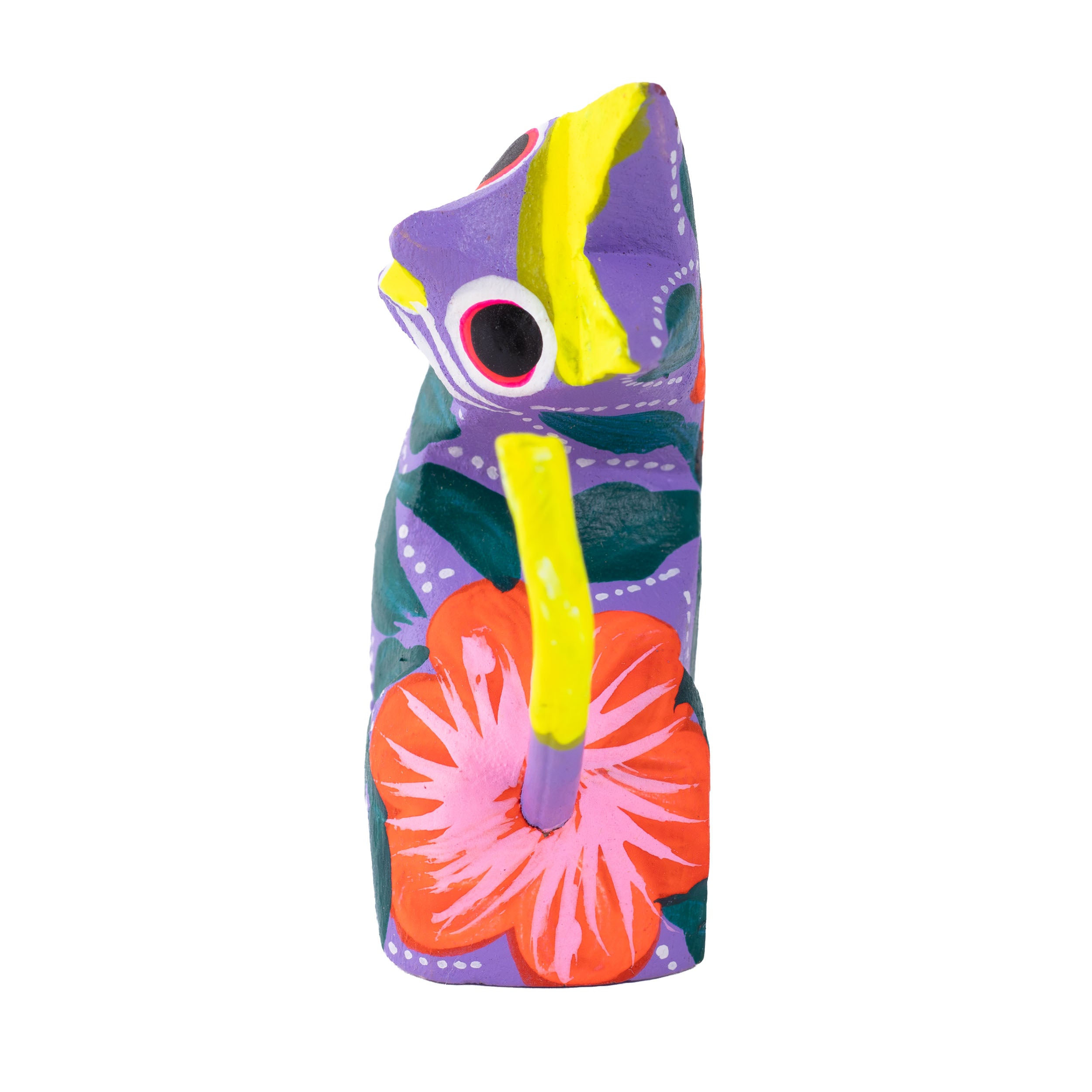 Hand Painted Neck Side Bend Cat Wooden Figurine