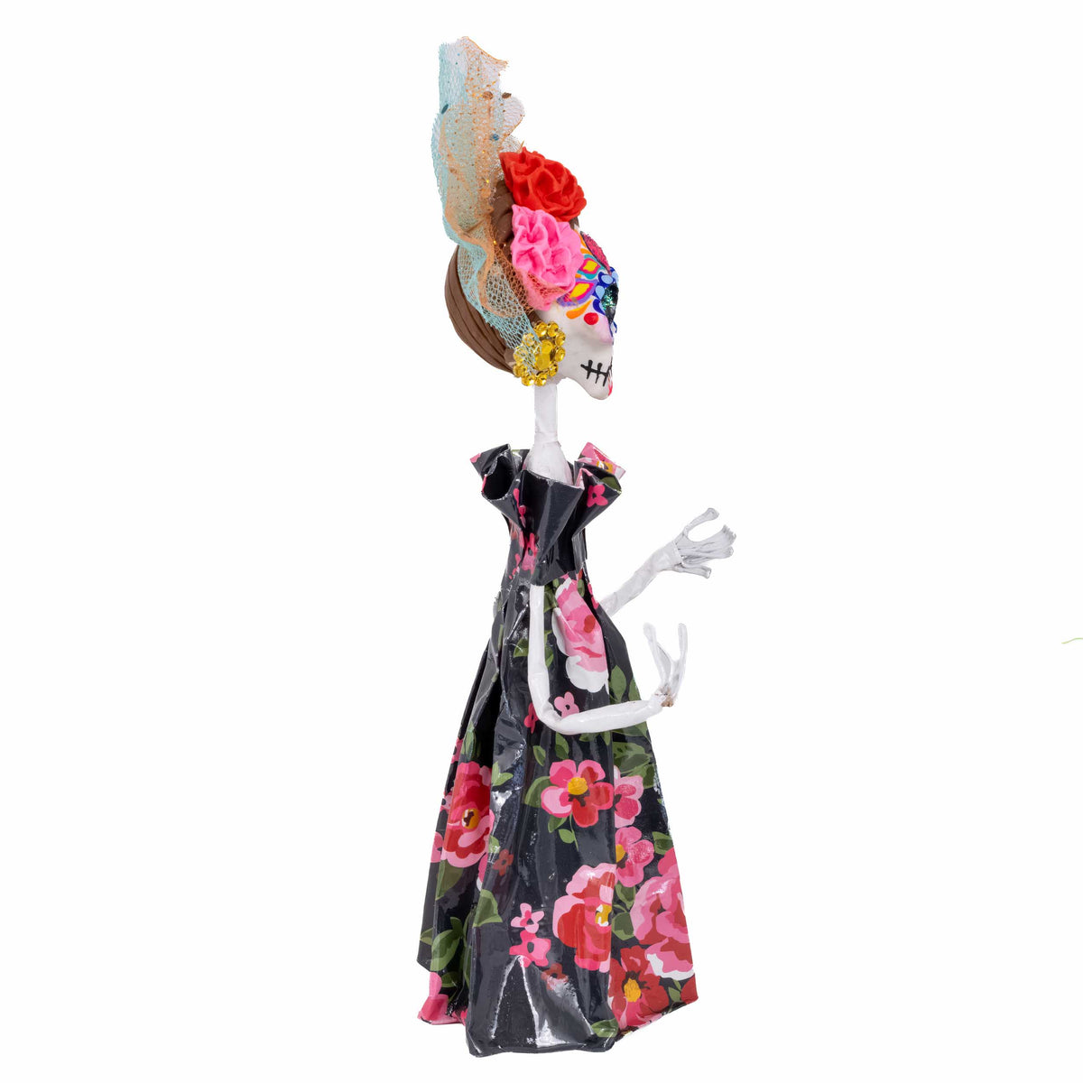 Papier-Mâché Sugar Skull Frida Sculpture