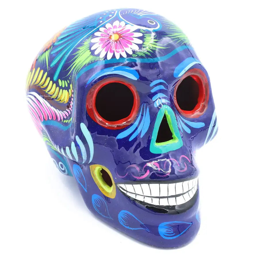 Large Hand Painted Xalitla Clay Sugar Skulls