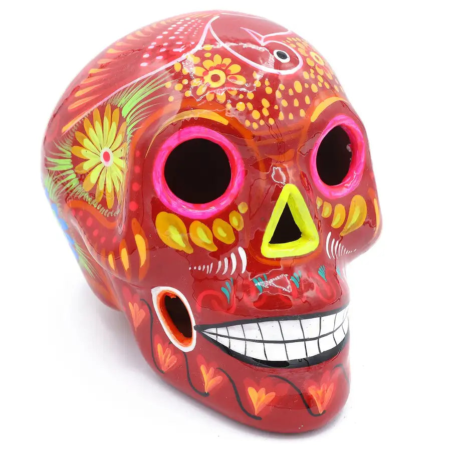 Large Hand Painted Xalitla Clay Sugar Skulls