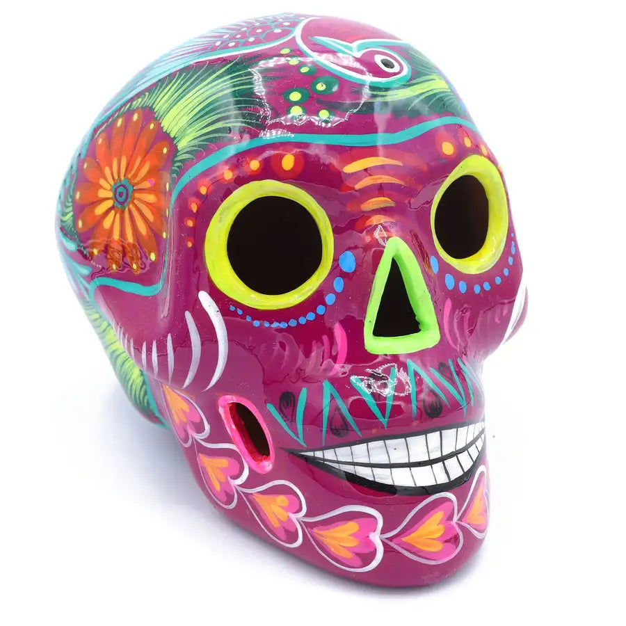 Large Hand Painted Xalitla Clay Sugar Skulls