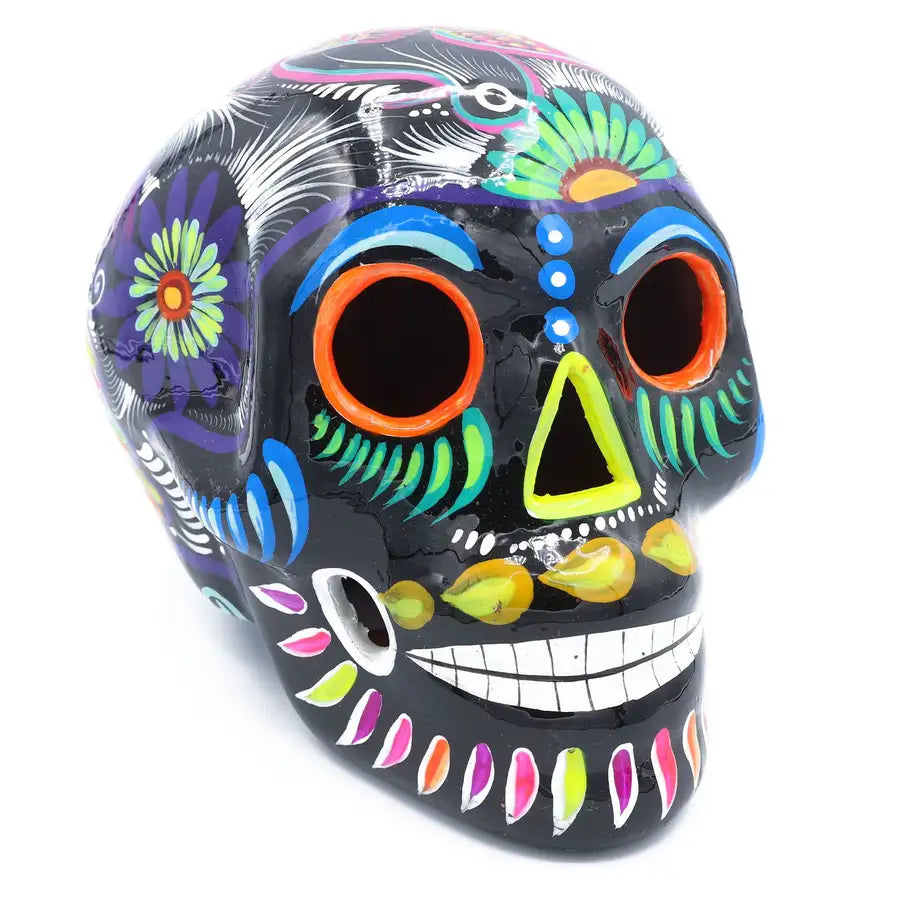 Large Hand Painted Xalitla Clay Sugar Skulls