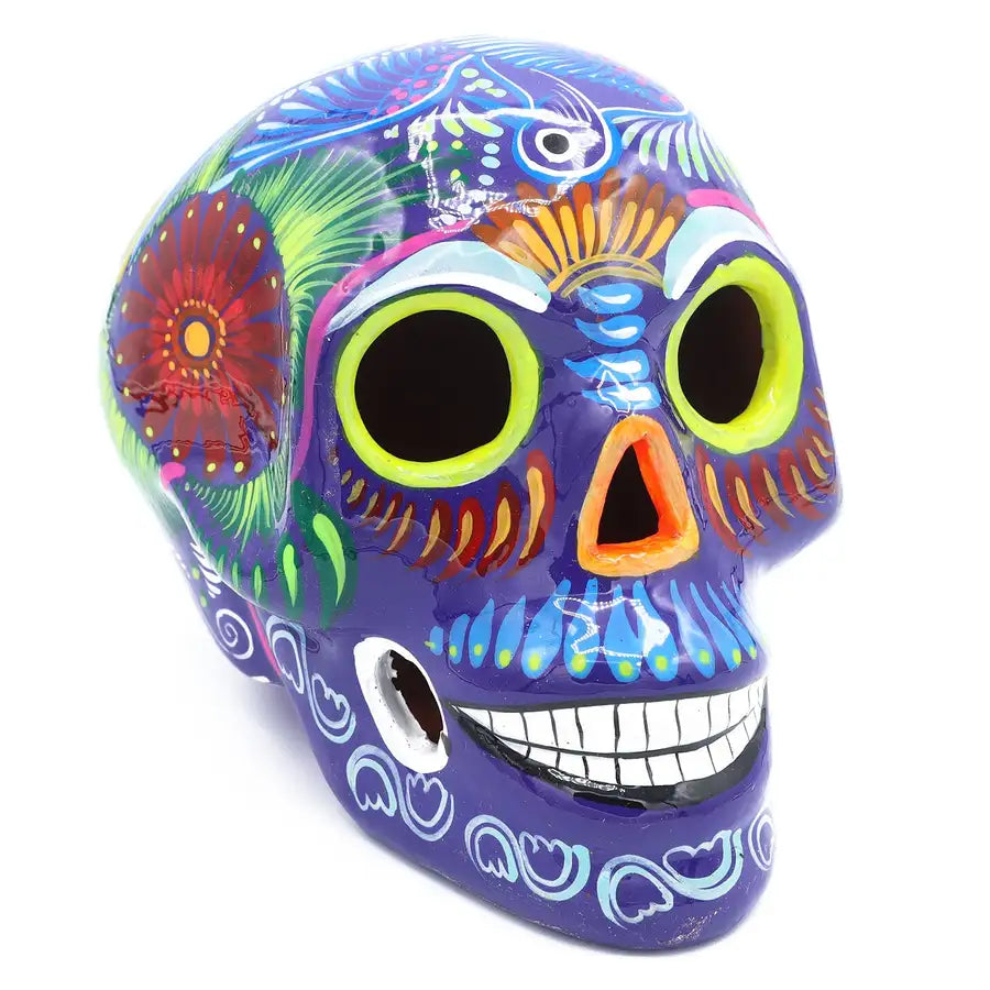 Large Hand Painted Xalitla Clay Sugar Skulls