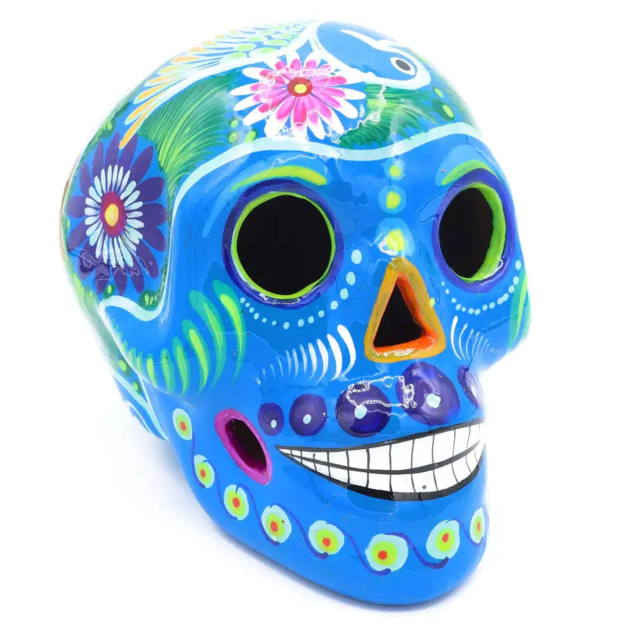 Large Hand Painted Xalitla Clay Sugar Skulls