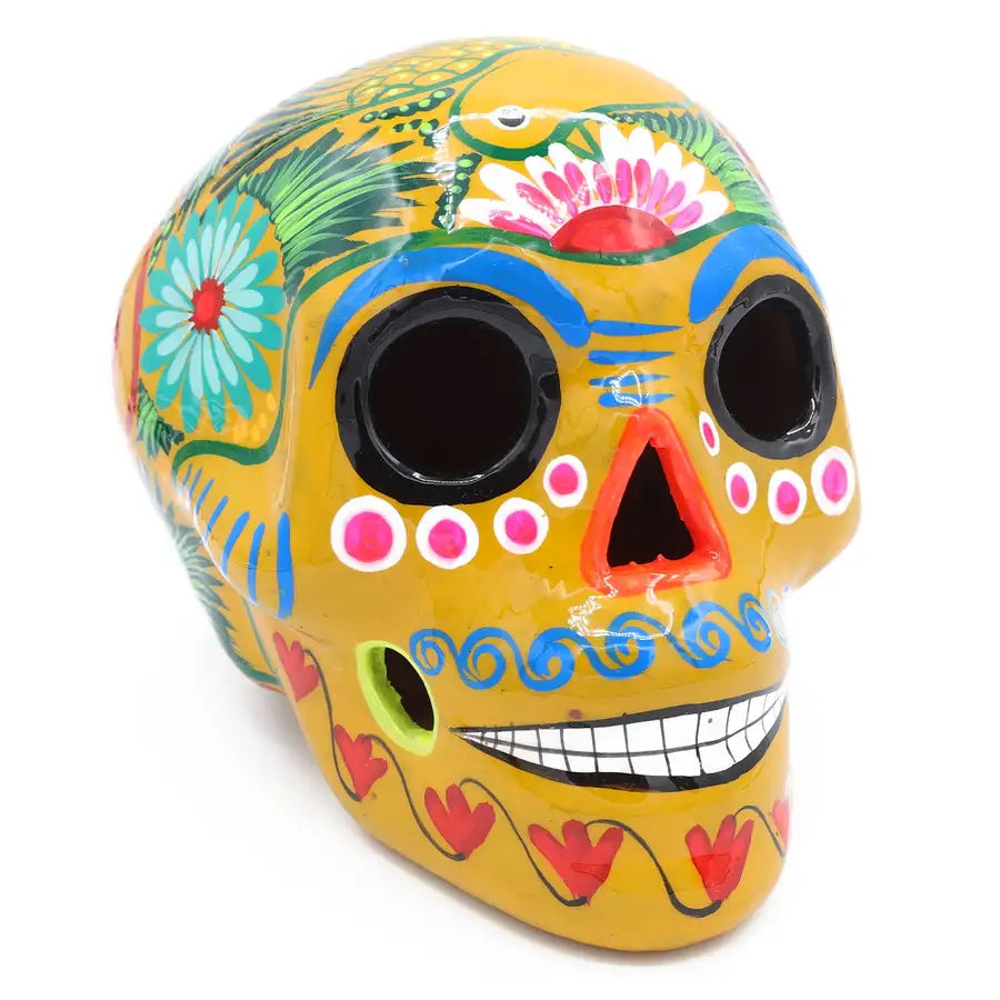 Large Hand Painted Xalitla Clay Sugar Skulls