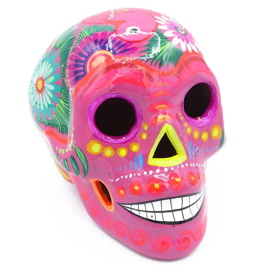 Large Hand Painted Xalitla Clay Sugar Skulls