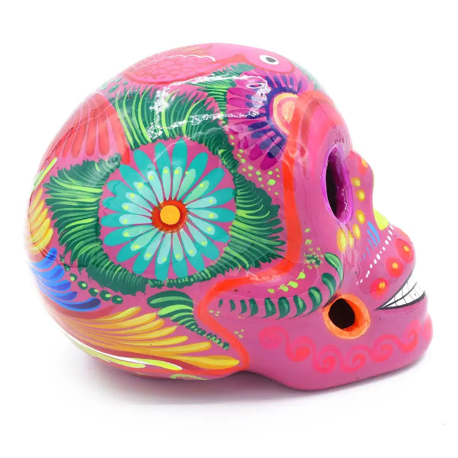 Large Hand Painted Xalitla Clay Sugar Skulls