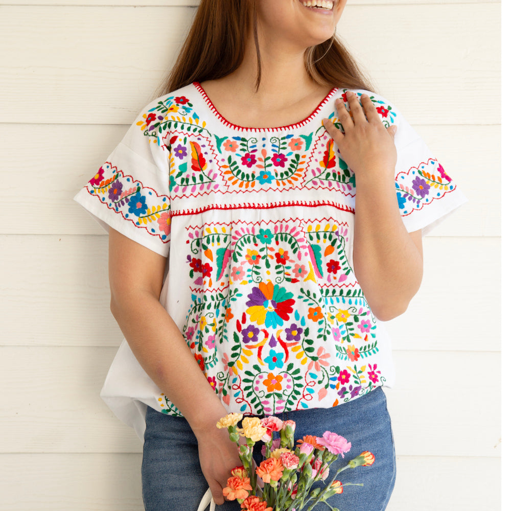 Chilac Embroidered Mexican Blouse | Lolo Modern Mexican Mercado Chilac Embroidered Mexican Blouse | Lolo Modern Mexican Mercado