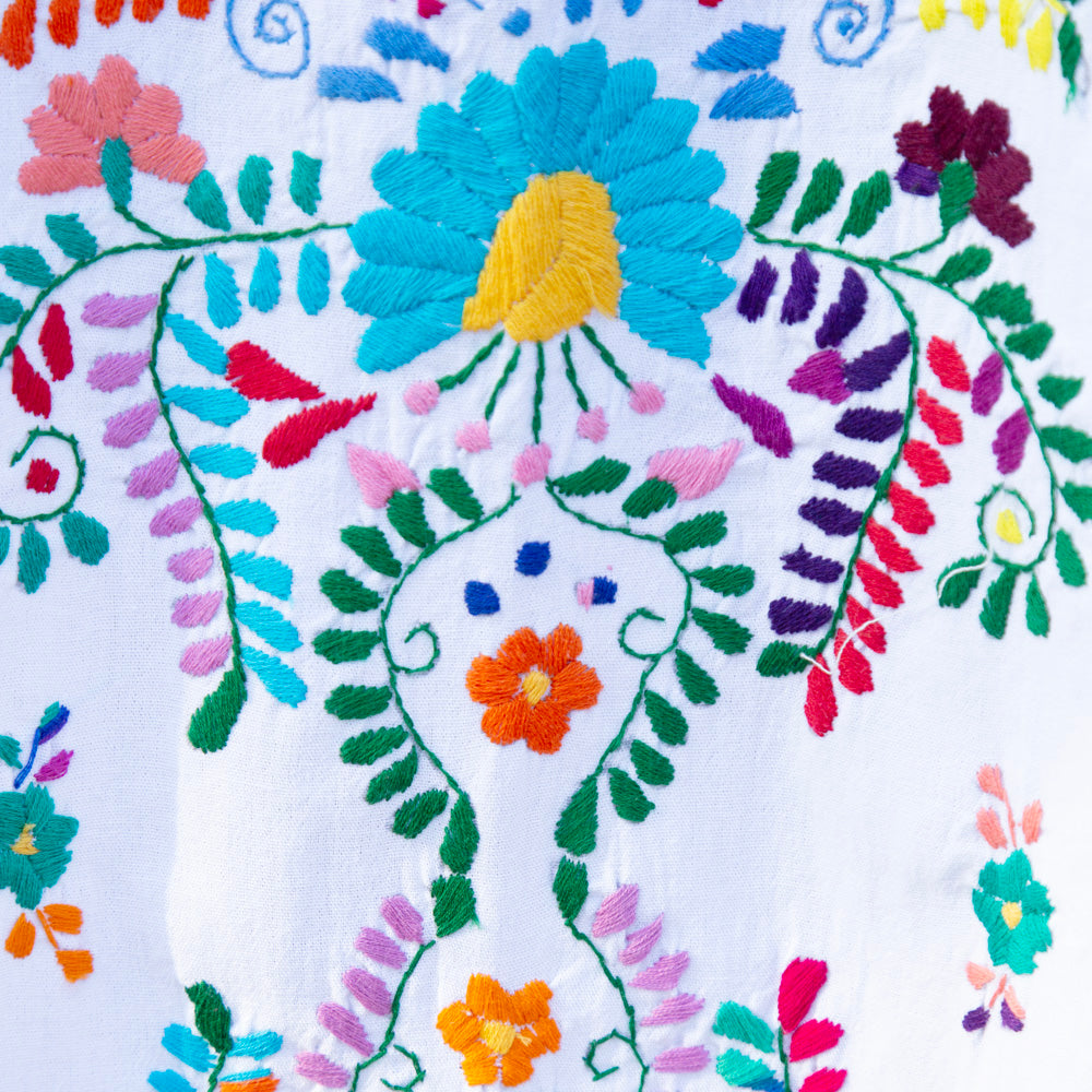 Chilac Floral Embroidered Mexican Long Dress
