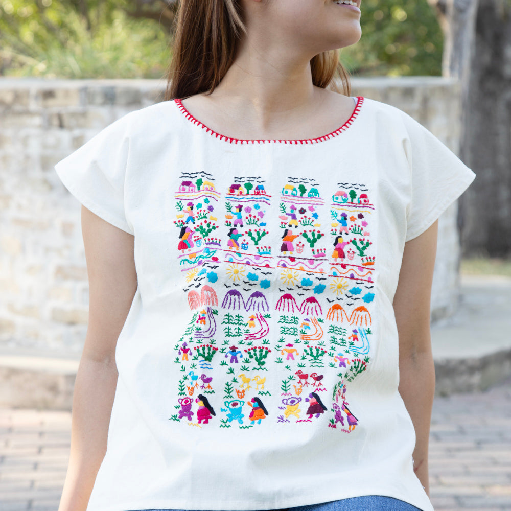 Muñequitos de Chilac Embroidered Huipil Blouse