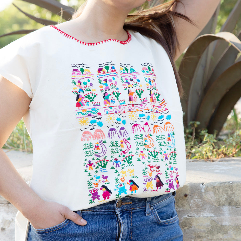 Muñequitos de Chilac Embroidered Huipil Blouse