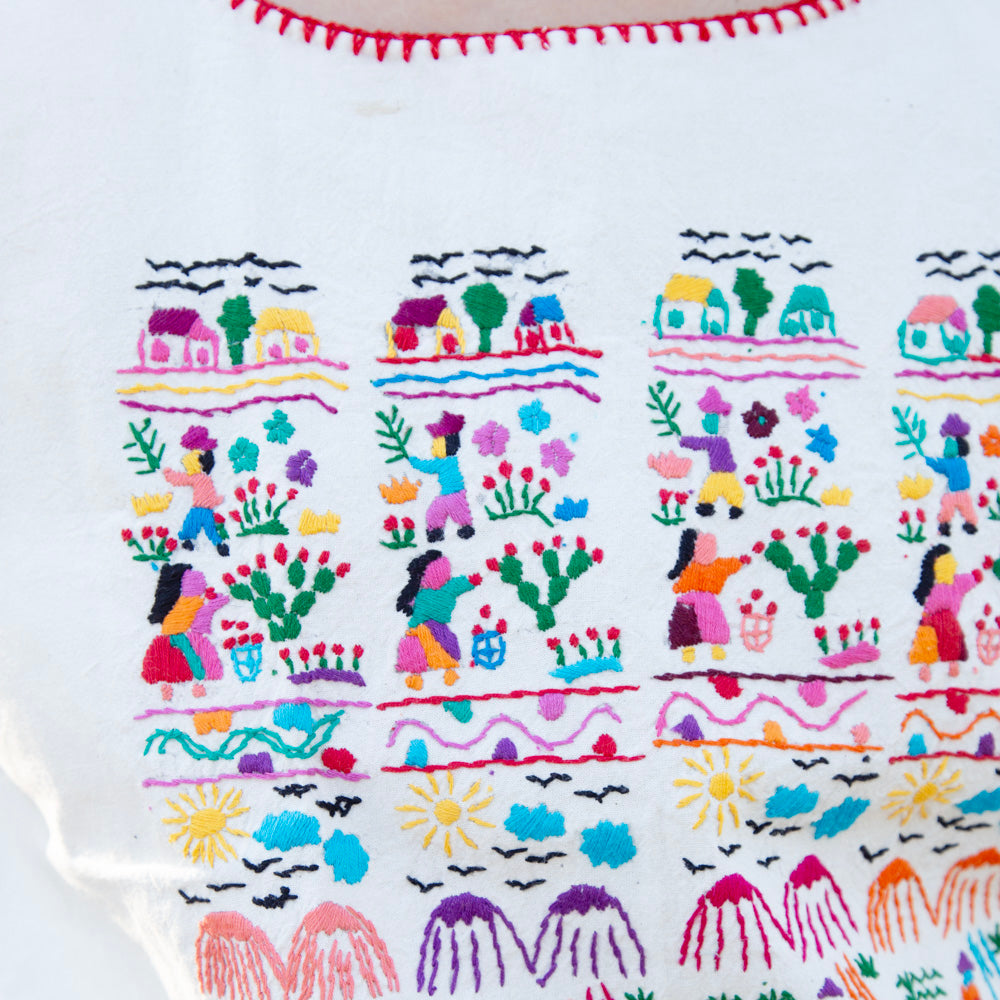 Muñequitos de Chilac Embroidered Huipil Blouse