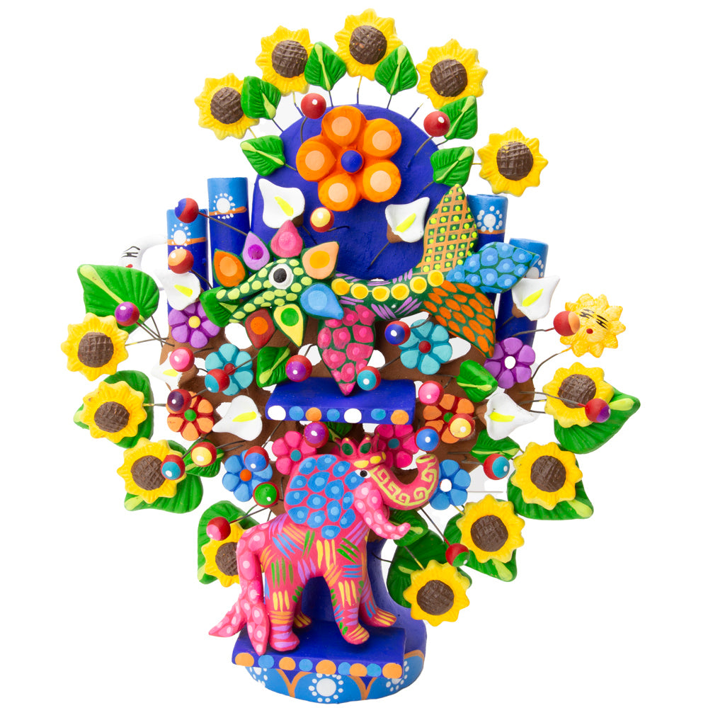 Mexican Tree of Life 1' Clay Sculpture