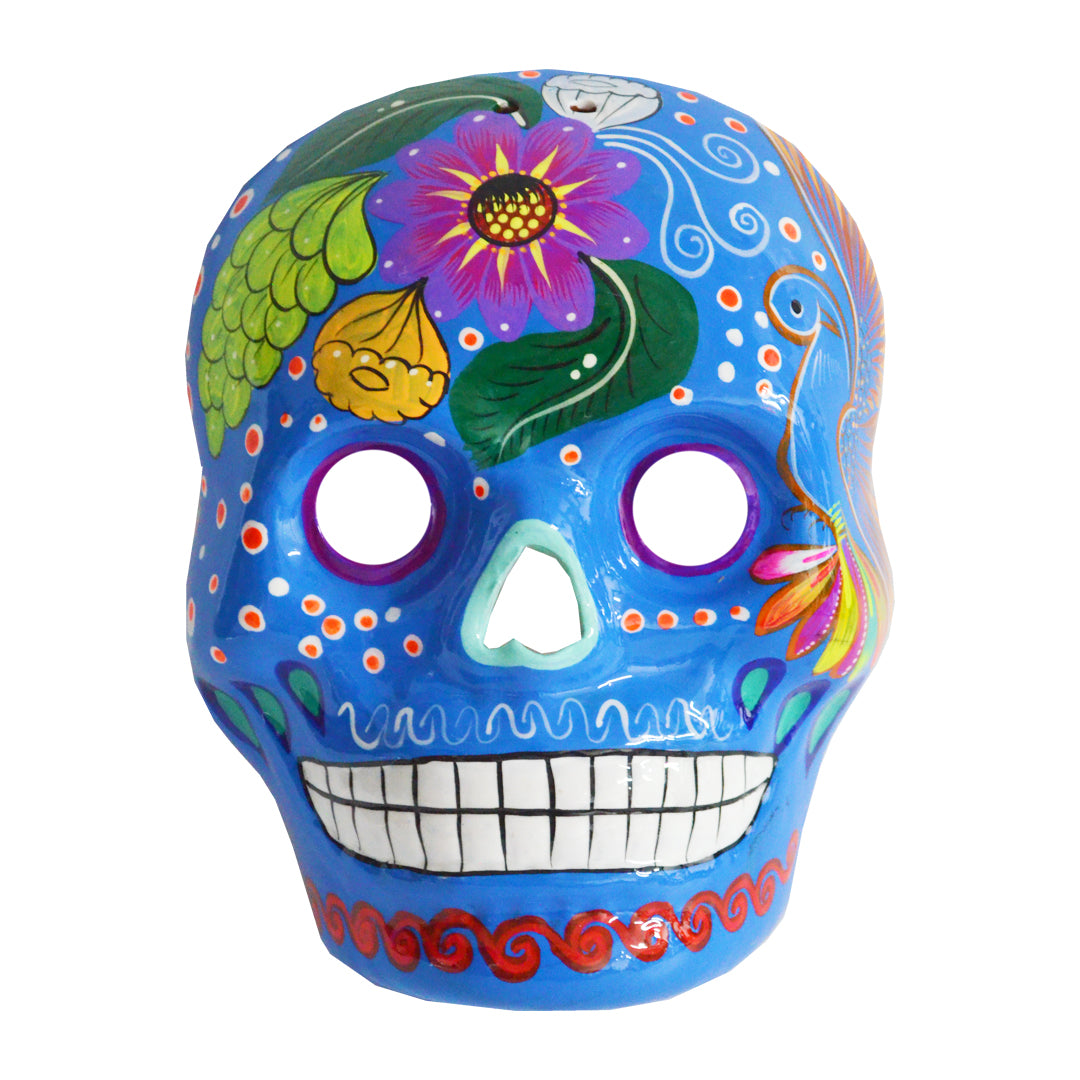 Hand-Painted Xalitla Clay Sugar Skull Wall Art Mask