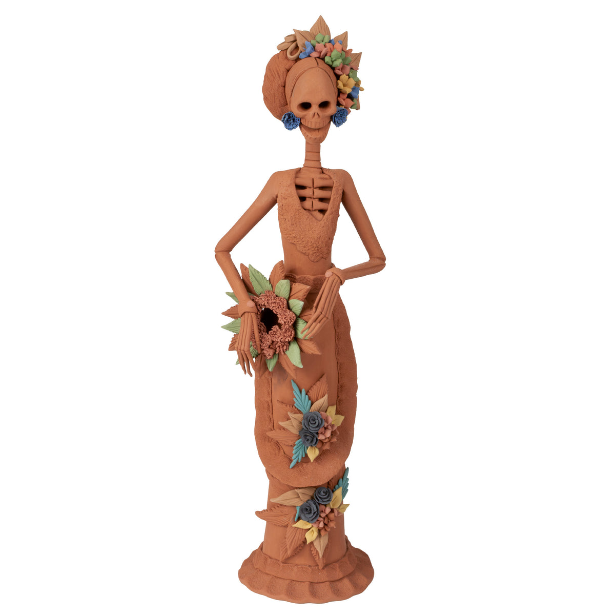 Tall Catrina en Natural From Capula Clay Sculpture