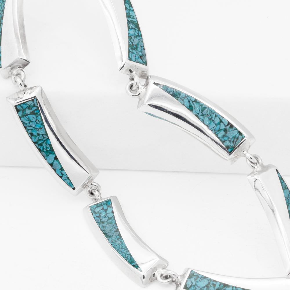 Sterling Silver Turquoise Tiles Necklace