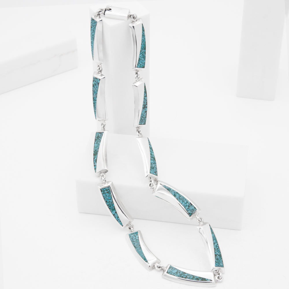 Sterling Silver Turquoise Tiles Necklace